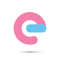 e font vector with blue and pink color on White background, Futu