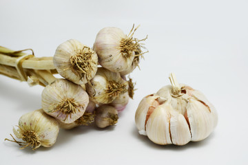 Obraz na płótnie Canvas bundle of garlic on white background 