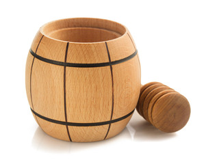 honey pot and stick on white