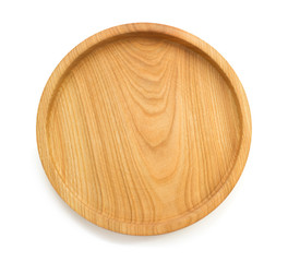 wooden tray isolated on white