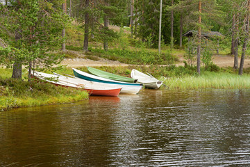 Boats on lake