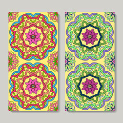 Vector seamless vertical patterns set with hand drawn texture