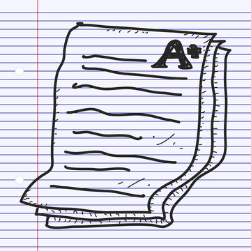 Simple doodle of an exam paper showing A plus