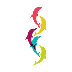 Dolphin. Vector silhouette on a white background.
