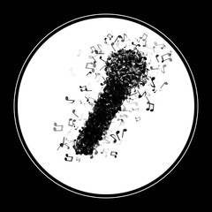 Microphone made from different music notes