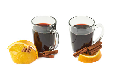 Glass of mulled wine isolated