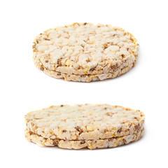 Pile of diet rice crackers isolated