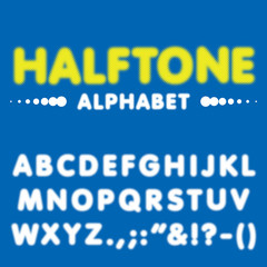 Halftone alphabet font typeface in vector format