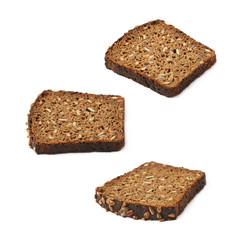 Black bread slice isolated