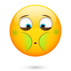 Qualm emoticon  . Isolated vector illustration on white background
