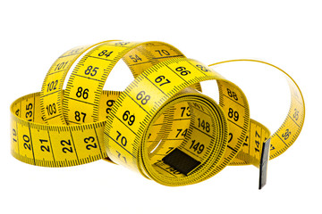 Isolated yellow measuring tape