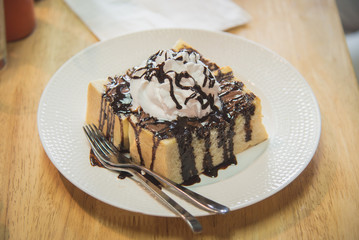 honey toast on white dish