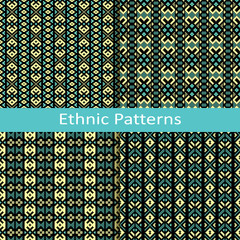 vector set of four ethnic patterns