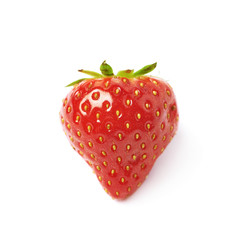 Single ripe red strawberry isolated