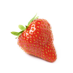 Single ripe red strawberry isolated