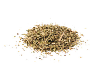 Pile of dry mate tea isolated