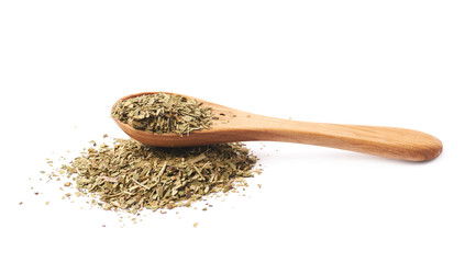 Pile of dry mate tea isolated