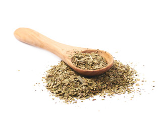 Pile of dry mate tea isolated