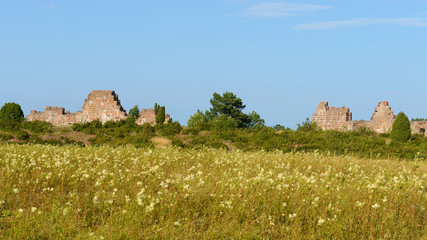 Fototapeta na wymiar Ruins of the fortress Bomarsund (1832-1854). Remains of military fortifications in the field