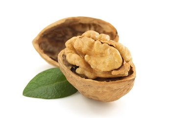 walnuts on white background