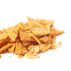 Pile of chips crumbles isolated