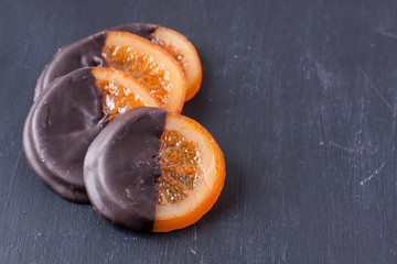slices of orange coated chocolate