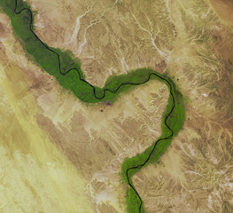 River Nile from Landsat satellite. Elements of this image furnished by NASA.