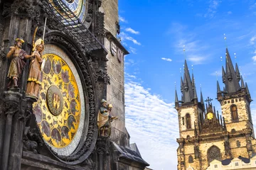 Tuinposter European landmarks - famous astrological clocks in Prague © Freesurf