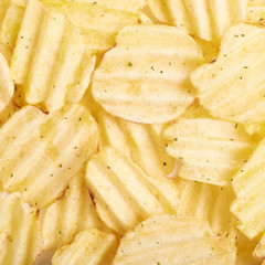 Surface covered with potato chips