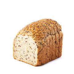 Sliced white bread loaf isolated