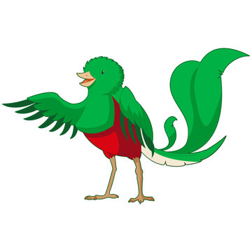 Cartoon smiling Quetzal