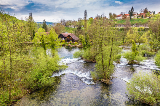 Waterfalls And Old Buildings - Rastoke, Croatia