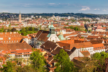 Fototapeta na wymiar Aerial View Of City Center - Graz, Styria, Austria