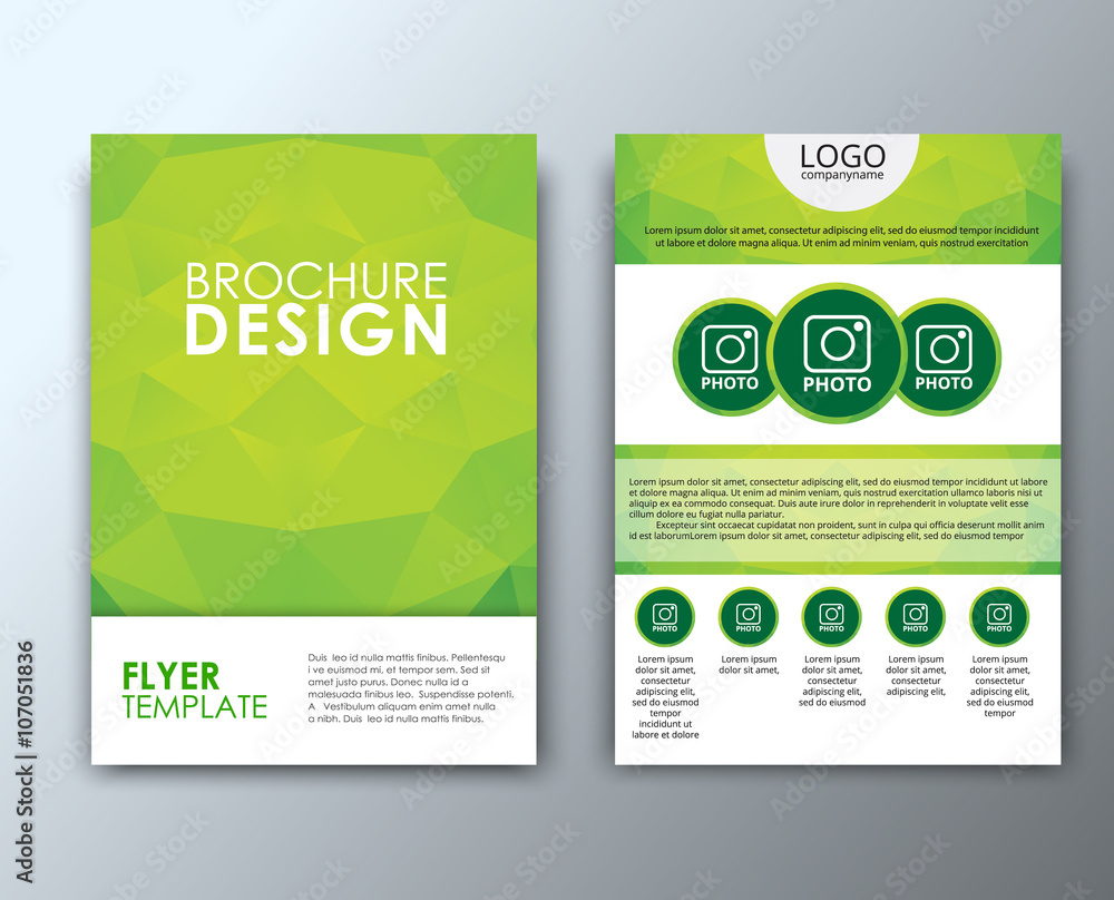 Poster template flyer with polygonal background