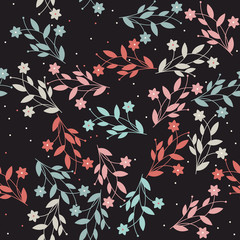 Perfect seamless pattern with flowers and leaves