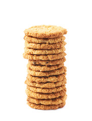 Pile stack of oatmeal cookies isolated