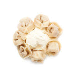 Pile of cooked dumplings isolated