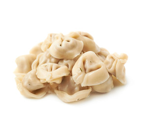 Pile of cooked dumplings isolated