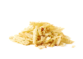 Big pile of potato chips isolated