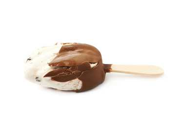 Vanilla ice cream bar on a stick