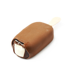 Vanilla ice cream bar on a stick