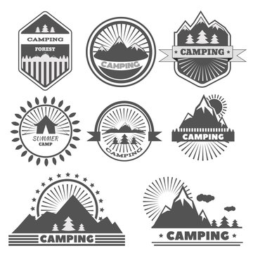 Camping logo labels badges travel emblems eps 10 vector