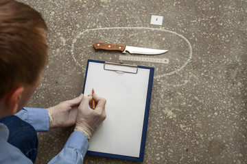 crime investigation. evidence at the crime scene.