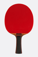 Used racket for playing table tennis isolated on white background.