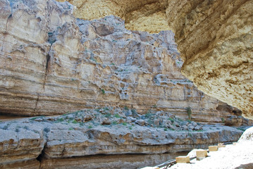 Wadi Shab with emerald green water, one of the most famous and a