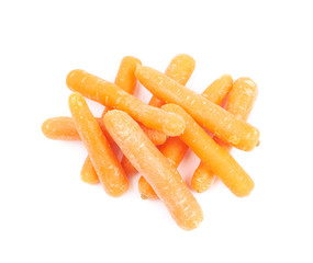Pile of baby carrots isolated