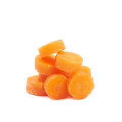 Pile of baby carrot slices isolated
