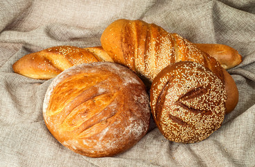 Various grades of bread in the middle of a sacking