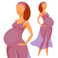 Stylized silhouette of pregnant woman. Illustration for websites, magazines and brochures