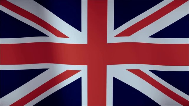 Realistic Ultra-HD flag of the United Kingdom waving in the wind. Seamless loop with highly detailed fabric texture.